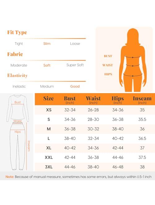 EXCELLENT THERMAL Long Johns for Women Fleece Lined Thermal Underwear Set Warm Long Underwear Base Layer Cold Weather