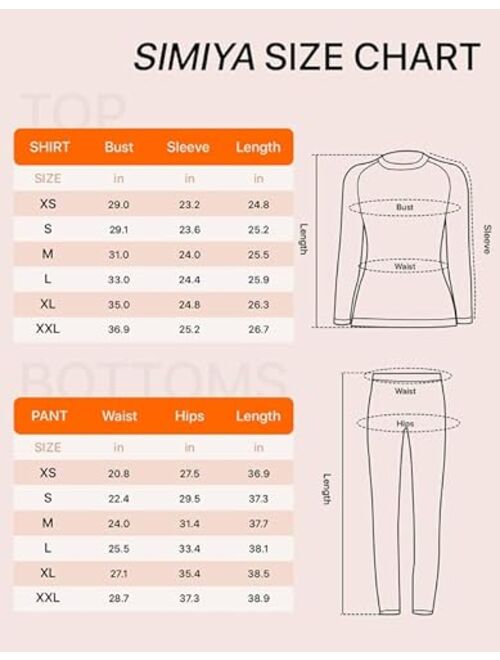 SIMIYA Thermal Underwear for Women Long Johns for Women Long Sleeve Sets Tops Bottoms Base Layer Women Cold Weather
