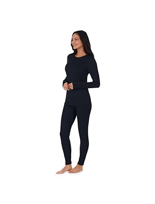 Cuddl Duds Thermal Underwear Long Johns for Women Fleece Lined Cold Weather Base Layer Top and Leggings Bottom Winter Set