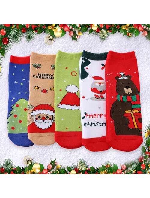 BONANGEL Kids Christmas Socks,Fun Novelty Animal Xmas Socks,Kids Warm Socks Winter Crew Socks,Funny Xmas Gifts