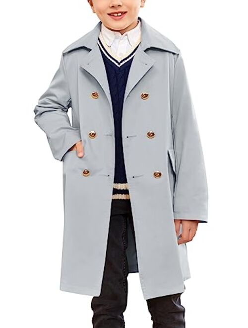 Makkrom Kids Boys Classic Trench Coat Double Breasted Toddler Baby Long Jacket Breasted Peacoat Fall Winter Outwear Coats
