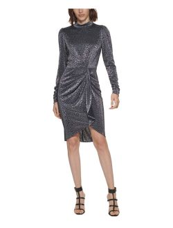 Women's Metallic Ruffled Dress