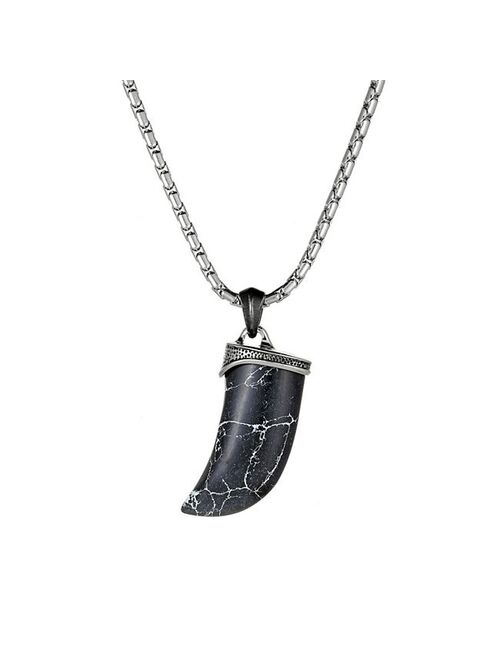 Black Ion-Plated Stainless Steel Tooth Pendant Necklace