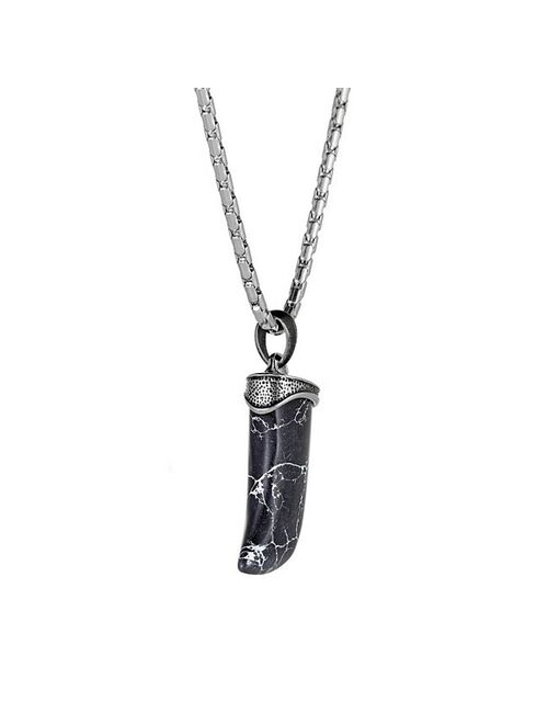 Men's LYNX Black Ion-Plated Stainless Steel Tooth Pendant Necklace