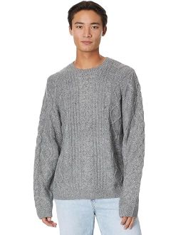 Mixed Stitch Tweed Crew Neck Sweater