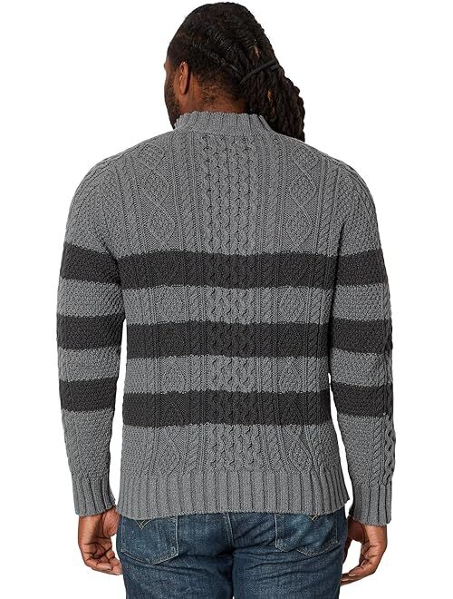 L.L.Bean Signature Cotton Fisherman Sweater 1/4 Stripe