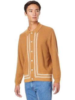 Button-Up Long-Sleeve Sweater Polo