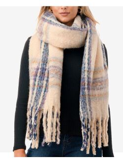 MARCUS ADLER Women's Plaid Scarf with Fringe Detail