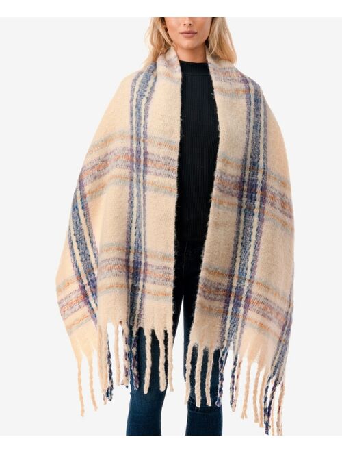 MARCUS ADLER Women's Plaid Scarf with Fringe Detail
