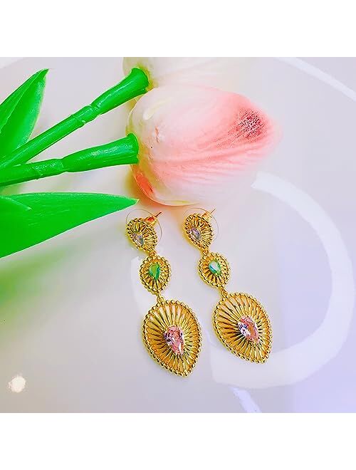 Yepzoko Silver Gold Dangle Drop Earrings for Women Long Statement Crystal CZ 14K Gold Plated Chandelier Earrings for Women Girls