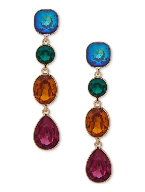 KARL LAGERFELD PARIS Gold-Tone Multicolor Mixed Stone Linear Drop Earrings