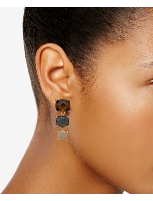 ANNE KLEIN Gold-Tone Multi Stone Linear Clip On Earrings