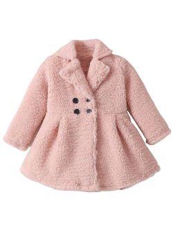 Mubineo Toddler Baby Girl Fall Winter Clothes Sherpa Trench Coat Fleece Princess Dress Coat Jacket Kids Overcoat