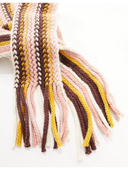 ASOS DESIGN knitted skinny scarf in multi stripe