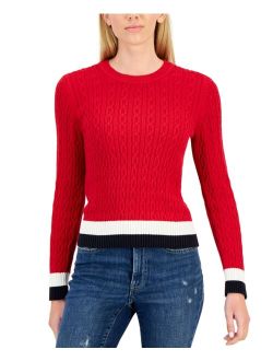 Women's Cotton Cable-Knit Colorblocked Leila Sweater