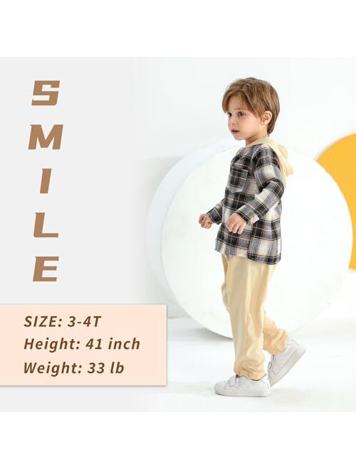 MAMAMI Kids Kids Toddler Baby Boy Clothes Plaid Button Down Hoodied Sweatshirt Casual Pants Fall Winter Outfits Set