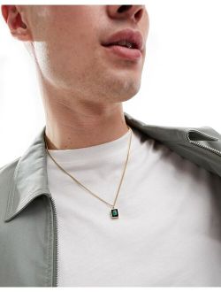 Lost Souls stainless steel emerald crystal pendant necklace in gold