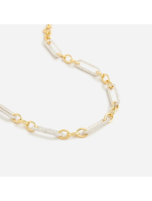 Pave crystal link necklace