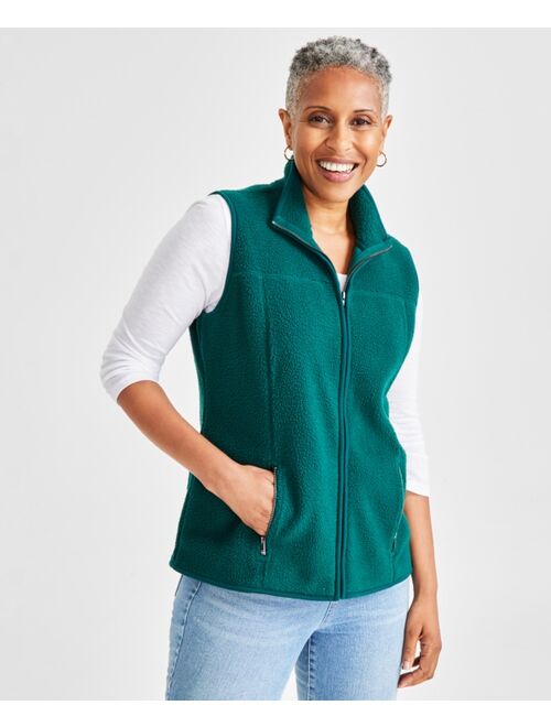 Style & Co Women's Polar Fleece Zip-Front Sleeveless Vest, Created for Macy's