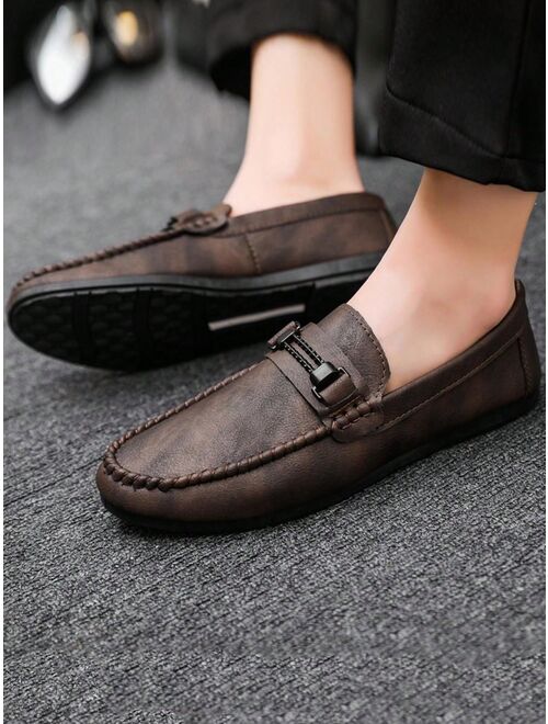 Shein Men's Fashionable Outdoor Comfortable Loafers With Metallic Decoration