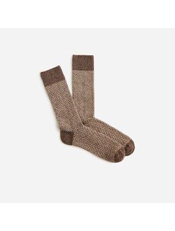 Wool-blend houndstooth socks