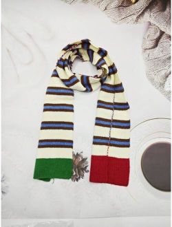 Shein 1pc Elegant Unisex Children's Colorblock Striped Scarf With Color Contrast Design, Comfortable And Warm