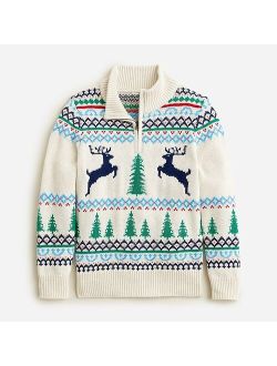 Boys' deer Fair Isle half-zip sweater