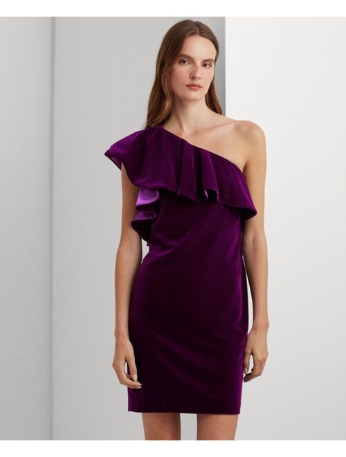 Polo Ralph Lauren LAUREN RALPH LAUREN Women's Velvet One-Shoulder Sheath Dress