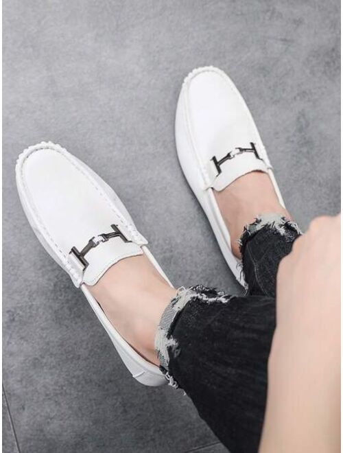 Shein Men's White Outdoor Leisure Shoes With Metallic Decorations