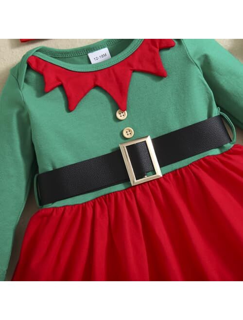 WOLBAY Newborn Toddler Girl Christmas Outfit Santa Romper Bodysuit Top+Striped Pants With Hat Clothing For Girl