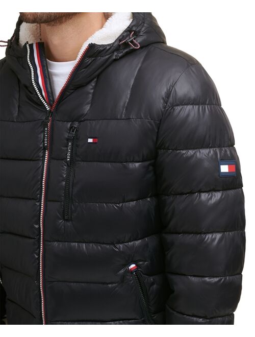 TOMMY HILFIGER Men's Sherpa Lined Hooded Quilted Puffer Jacket