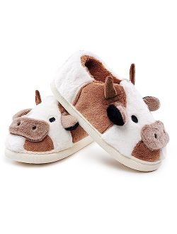 NZFUN Cow Slippers for Women and Men, Fluffy Cute Cozy Cartoon Cow Cotton House Slipper Womens Milky Cows Animal Preppy Funny Furry Kawaii Bedroom Pillow Cloud Slippers