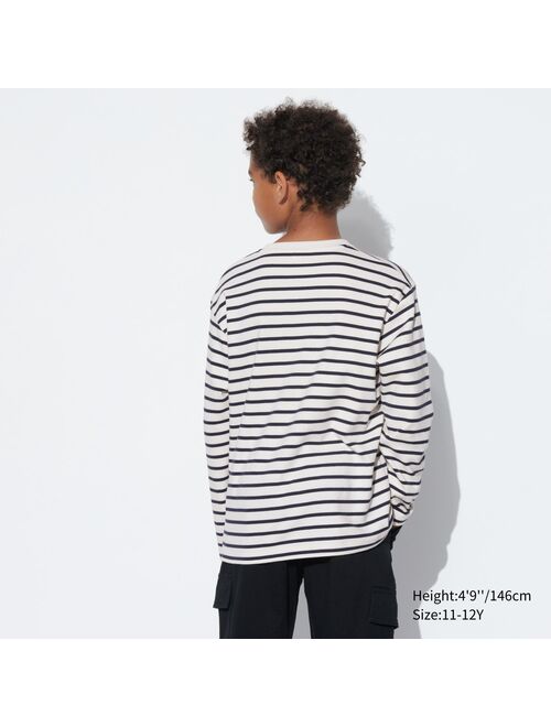 UNIQLO Soft Brushed Striped Crew Neck Long-Sleeve T-Shirt