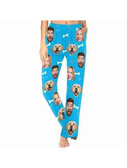 FunStudio Personalized Pajama Pants With Photos for Women Custom Photo Face Printed Pajama Bottoms with Pockets