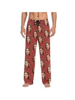 Kll Personalized Photo Face Printed Mens Sleepwear Pajama Pants Custom Casual Pj Bottoms Holiday Gifts for Boyfriend Husband Dad