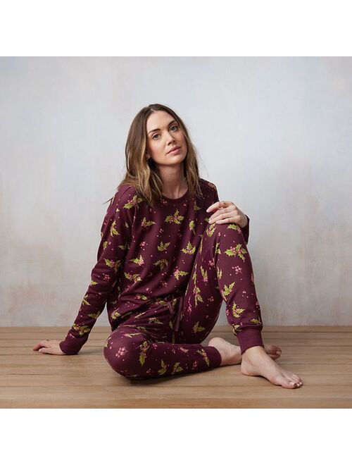 Little Co. by Lauren Conrad Women's LC Lauren Conrad Pajama Top and Banded Pajama Bottoms Sleep Set