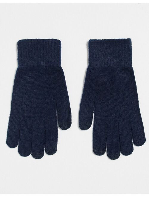ASOS DESIGN touchscreen gloves in navy