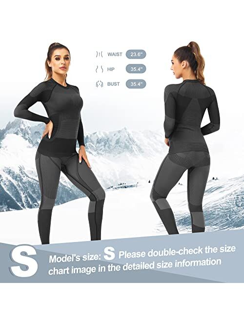 UNIQUEBELLA Womens Thermal Underwear, Thermal Base Layers Women - Ski Wear Ladies Compression Athletic Long Johns Skins Set
