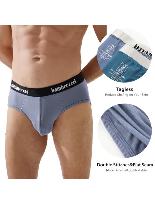 BAMBOO COOL Men's Underwear Briefs Soft Breathable Bamboo Briefs Underwear Contour Pouch No Fly Men's Briefs