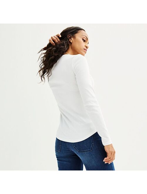 Women's Sonoma Goods For Life Ribbed Long Sleeve Tee
