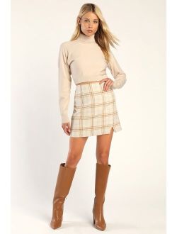 Spence Ivory Plaid Mini Skirt