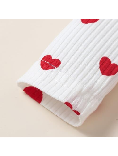 Ovmxqso Newborn Baby Girl Christmas Outfit Ruffle Ribbed Long Sleeve Romper Buffalo Snowflake Floral Pants Set Headband