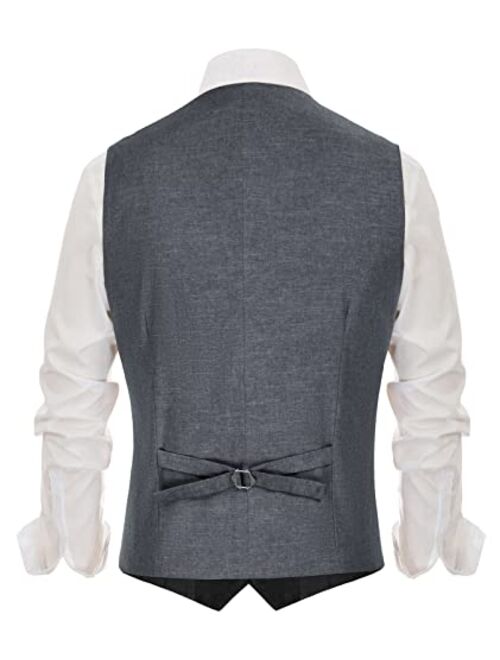 PJ PAUL JONES Mens Corduroy Suit Vest Vintage V-Neck Dress Vest Waistcoat