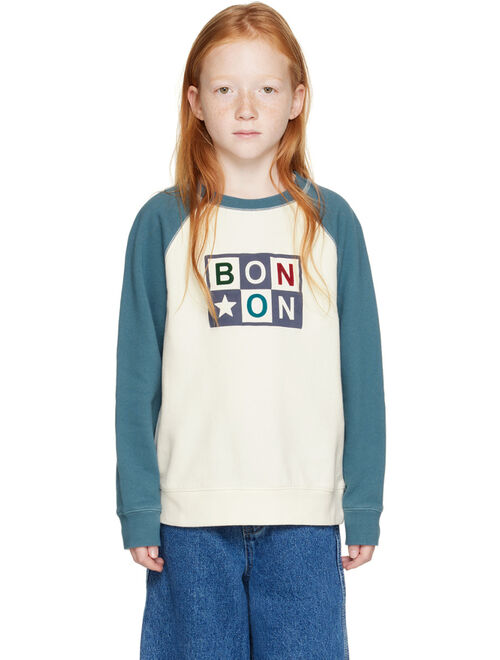 BONTON Kids Blue & Off-White Felted Sweater