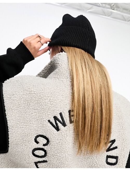 ASOS Weekend Collective fisherman beanie with woven label