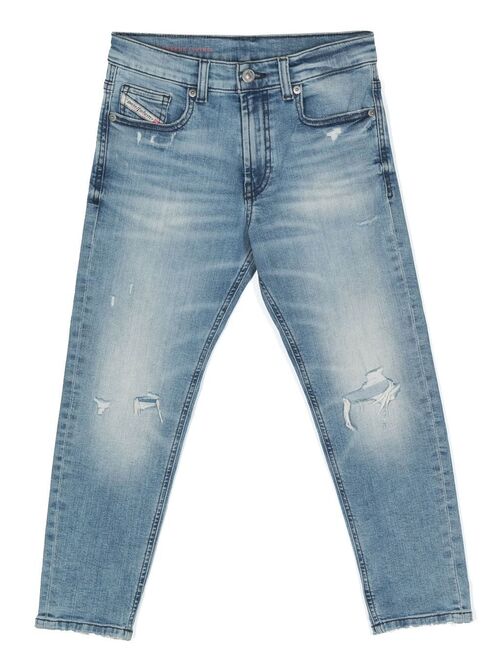 Diesel Kids ripped-detail tapered jeans