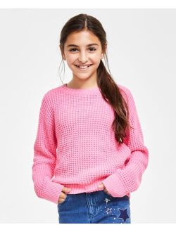 Big Girls Textured-Knit Crewneck Sweater, Created for Macy's