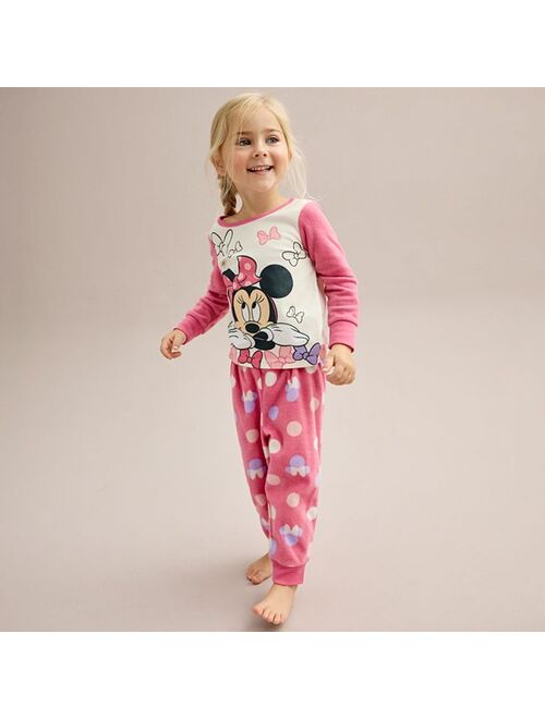 Licensed Character Disney's Minnie Mouse Toddler Girl "Bow With Minnie" Microfleece Top & Bottoms Pajama Set