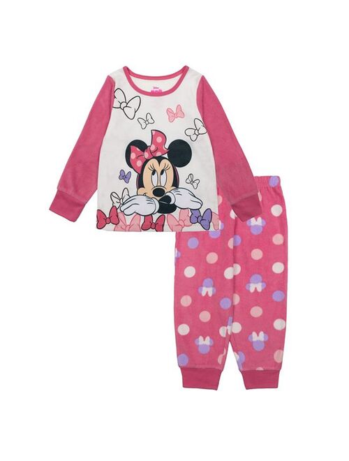Licensed Character Disney's Minnie Mouse Toddler Girl "Bow With Minnie" Microfleece Top & Bottoms Pajama Set