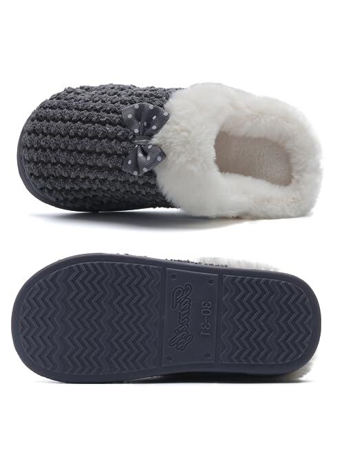 WateLves Girls Slippers Memory Foam Toddler Kids Comfort Wool-Like Plush Fleece Lined House Shoes for Indoor & Outdoor